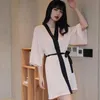 Momento de dormir feminino Sexy Women Momen Robe Terne Loose Satin Brides Damas de Bridesmaid Kimono Bathrobe vestido Mini Set Rayon Lingerie íntima