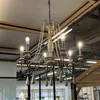 シャンデリアリビングルームのための木製アイアンシャンデリア照明レトロロフトラスターボアホームデコア照明器具