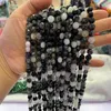 Perles 78 mm noires naturelles en quartz rutilé perles 15 '' bouton à facettes bricolage perles lâches pour les bijoux faisant des perles de femmes accessoires