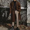 メンズウールYasuguoji韓国ファッションシングル胸肉ロングコート男性厚い暖かいメンズ冬のトレンチベルトマントーホム