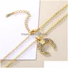 Pendant Necklaces 925 Sterling Sier Rainbow Cz Crescent Moon Long Gold Chain Women Zircon Necklace Jewelry Drop Delivery Pendants Dh8M3