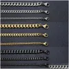 Łańcuch m11mm męskie 14 -krotnie złote kobiety kubańskie łańcuchy linków ze stali nierdzewnej krawężnik Bransoletka Sier Black Kolor Bracelets Prezent Drezno de dhymk