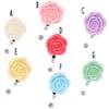 20 pz / lotto portachiavi multicolore resina rosa forma fiore porta badge retrattile con clip a coccodrillo per decorazione287A