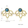 Stud Turquoise Pearl Lotus Teardrop Earring for Women Unique Designer Löstagbar elegant Sier Plating Smycken Drop Leverans örhängen Dhoix
