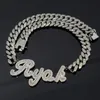 Halsband halsband för kvinnor män anpassat namn halsband anslutning strass kubansk kedja ord halsband hip hop juvelery drop frakt