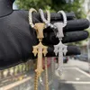 Colares Bolha Carta Iced Out Cross Sword Colar para Homens Real Banhado A Ouro Hip Hop Jóias 2022 Trend Charms