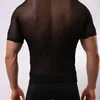 Heren t-shirts mode heren sexy transparante t-shirt met korte mouwen doorzichtige ondergoed ondergoed shirts mannen mesh pure top understhirts slaapkleding 230519