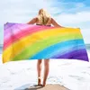Serviette de plage surdimensionnée en peluche serviettes de piscine rayées arc-en-ciel, serviette à séchage rapide serviettes de plage d'été serviette de bain pour adultes enfants