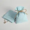 Boxes 50pcs Blue Cotton Burlap Bucket Jewelry Bag Small Pouch for Wedding Party Candy Bag Organizer Custom Jewelry Packing Gift Bag