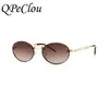 Gafas de sol Moda Moderna Oval Sunglasse Diseñador de la marca Vintage Metal Punk Gafas de sol Mujer Show Shades Feminino 230519