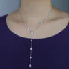 Halsband 5A Cubic Zirconia Bezel Round Rectangle CZ Station Link Chain Summer Hot Selling Sexy Y Lariat Women Necklace