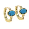 Hoop Earrings Blue Turquoises Gem Mini Earring For Women Multi Pericing Small Hoops Delicate Dainty High Quality Fashion Jewelry