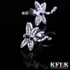 Gemelos de moda para camisa de joyería KFLK para hombre, gemelos de libélula de cristal azul de marca, botones de animales, invitados de alta calidad