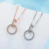 Pendanthalsband 925 Sterling Silver Crystal Necklace Double Circle Rose Gold Female Chain Korean Jewelry Gift