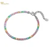 Bangle Wong Rain Bohemian 100% 925 Sterling Silver Rainbow High Carbon Diamonds Gemstone Tennis Bracelet Bangle Fine Jewelry Wholesale