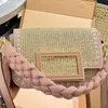 Baguette Handbag Raffia Straw Bag Weave Crossbody Bags Luxury Women Flap Wallet Two Genuine leather Shoulders Strap Interior Zipper Pocket Middle Ancient Letter