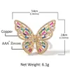 Cluster Rings Hip Hop Butterfly Resizeble Ring для мужчин Women Fashion Bling Cz