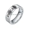 Band Rings Creative Hope /Lucky/ Wish/ Dream/ Inspire/ Love/ Believe/ Always/ Blessed English Letter Ring Stainless Steel Inspiratio Dh7Ek