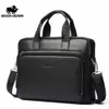 Briefcases BISON DENIM Men Bag Genuine Leather Briefcases14" Laptop Bag Men's Business Crossbody Bag Messenger/Shoulder Bag For Man N2333-3 230520