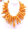 Necklaces Qingmos Natural Orange Coral Necklace for Women with Genuine 5070mm Branch Shape 18" Coral Chokers Necklace Fine Jewelry