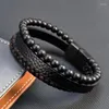 Charm Armbänder Mode Schwarz Kaffee Gemischt Hand Leder Für Frauen Männer Naturstein Perlen Armband Paar Schmuck Geschenk