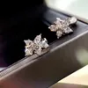 Stud Wong Rain 100% argento sterling 925 ad alto tenore di carbonio diamanti pietra preziosa matrimonio fidanzamento fiore orecchini orecchini gioielleria raffinata