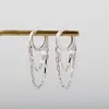 Huggie Silvology 925 Sterling Silver Square Thick Chain Tassel Hoop Earrings High Quality Anti Allergy Womens Earrings Banquet Jewelry