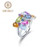 Rings Ballet de geme exclusivo artesanal multigemstone anel ajustável Citrino natural ametista peridot topázio em prata esterlina