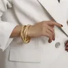Bangle 9mm Plain Metal Bangles Golden For Womens Ladies Dubai Indian Afican Big Ring Twist överdrivna handarmband smycken mode