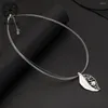 Pendant Necklaces Vintage Silver Color Hollow Out Leaf With White Bead Suspension Necklace For Women Gothic Plant Jewelry Korean Fashion