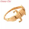 Bracelet de bracelet chic Granny Chic en acier inoxydable Gol Crocodile Bracelets à manchette pour hommes