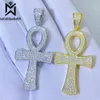 Kolyeler Moissanite S925 Gümüş Yuvarlak Ankh Çapraz Konuklar Kolye Gerçek Pırlanta Buzlu Erkekler İçin Kolyeler Kadın Mücevher Geçidi Testi Ücretsiz