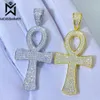 Colares Moissanite S925 Prata Rodada Ankh Cruz Pingentes Colar Real Diamante Iced Out Colares Para Homens Mulheres Jóias Passar Teste Grátis