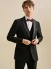 Ternos masculinos Tuxedo preto para homens Slim Fit Blazer Sets Wedding Groom 2023 Summer Prom Man Roupas Plus Tamanho 58a 44a Roupas Normais