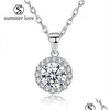 Pendentif Colliers Plaqué Or 18K Coupe Ronde Micro Cz Collier Cubique Zircone Halo Cluster Chaîne Lovers Day Solitaire Haute Qualité Cr Dhf1I