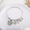 Bangle 2021 Högkvalitativt rostfritt stål Hjärta Hon tror sig själv 12 färg Birthstone Charm Armband för kvinnor Fashion Jewelry Gift DH2FS