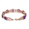 Pulseiras de pedra preciosa de ametista natural pulseira rosa ouro jóias pulseras de feminina bizuteria pulseira para mulheres caixa de pulseira meninas