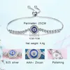 Bangle Luxe Merk Evil Eye Tennis Armband Hip Hop 925 Sterling Zilveren Armbanden voor Vrouwen Blauwe Steen Kralen Armband Heren Sieraden