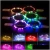 Party Decoration 2M Button Battery Copper Wire Colorf LED String 20 Lamp Peads Holiday Light For Inhoor Christmas Valentines Day Sta Dhiab