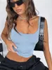 Dames t shirts lente zomer vrouwen casual slip top elegant sexy backless solide mouwloze pullover bodycon slanke crop 2023
