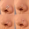 Klipsy nosowe pierścienie stołki obręcze dla kobiet bezrocing body jdlery u kształt miedziany złota srebrna litera alfabet kolor hurtowy 2023 NOWOŚĆ