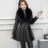 Casaco de couro feminino Mulheres S-4xl Slim Black Red PU 019 Europa e America Fashion Long Jacket LR335