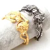 Bracelets Hiphop Jewelry Stainless Steel 3D Leopard/Lion/Scorpion/Crocodile/Tiger/Dinosaur Animal Biker Jewelry Men's Bracelet Bangle Hot