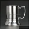 Tassen 16 Unzen 20 Unzen Tankard Doppelwandiger Edelstahl-Bierkrug Cocktail-Frühstücksmilch mit verdicktem Handgriff Kaffeetasse Bar-Werkzeuge Dro Dhrb0