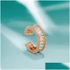 Bandringe Neue Micro Zirkon Für Frauen Mode Offene Einstellbare Fingerring Gold Rose Romantische Zubehör Engagement Schmuck Dhcin