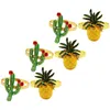 Set di stoviglie 6 pezzi Portatovaglioli da pranzo per feste alle Hawaii Favore di anelli decorativi a forma di ananas e cactus