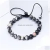 Beaded New Arrival 8Mm Black Mesh Crystal Beads Bracelet For Men Women Elastic Adjustable Size Braided Fashion Jewelry Wholesale Dro Dhqgf