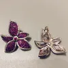 Stud Bilincolor Fashion Flower Floral Purple Cubic Zircon Brudörhängen för kvinnors bröllop