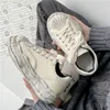 Scarpe da ginnastica in tela per scarpe eleganti Studenti sporchi Tacchi spessi che si dissolvono Sport con lacci bianchi per donna 23519
