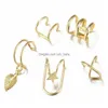 Baumeln Kronleuchter Koreanische Mode Gold Blätter Ohren Manschette Schwarz Nonpiercing Ohrclips Gefälschte Knorpel Ohrring Clip Ohrringe Für Frauen Dhklb